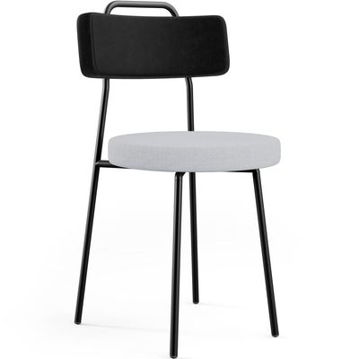 Kit 06 Cadeiras Decorativa Estofada Sala Jantar Barcelona L02 Couríssimo Preto Linho Cinza - Lyam