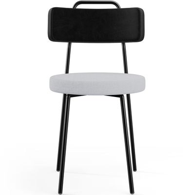 Kit 06 Cadeiras Decorativa Estofada Sala Jantar Barcelona L02 Couríssimo Preto Linho Cinza - Lyam