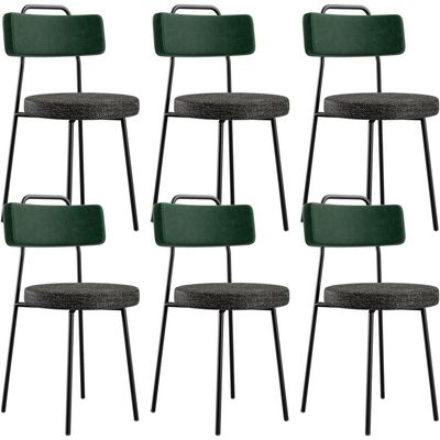 Kit 06 Cadeiras Decorativa Estofada Sala Jantar Barcelona L02 Facto Verde Musgo Linho Chumbo - Lyam