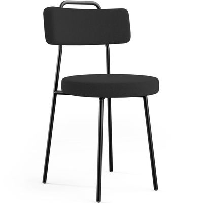 Kit 06 Cadeiras Decorativas Estofada Para Sala De Jantar Barcelona L02 Bouclê Preto - Lyam Decor