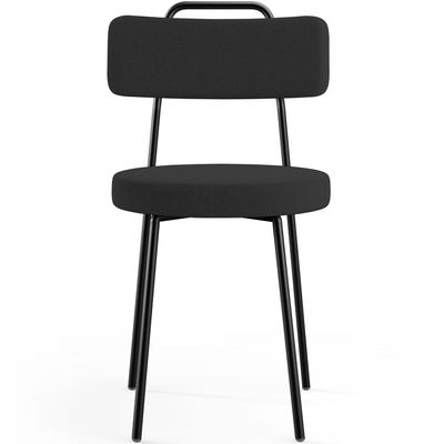 Kit 06 Cadeiras Decorativas Estofada Para Sala De Jantar Barcelona L02 Bouclê Preto - Lyam Decor