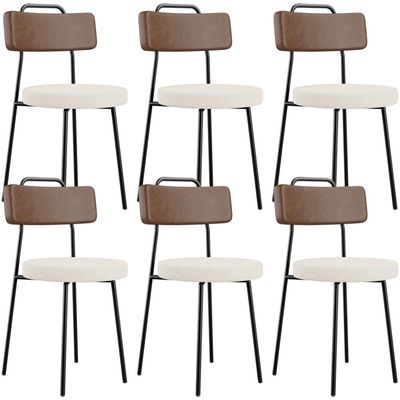 Kit 06 Cadeiras Decorativas Estofada Sala Jantar Barcelona L02 Couríssimo Marrom Linho Cru - Lyam