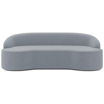 Sofá 3 Lugares Curvo Sala de Estar Living Lótus D02 Veludo Cinza 210 cm C-317 - Lyam Decor