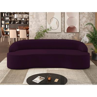 Sofá 3 Lugares Curvo Sala de Estar Living Lótus D02 Veludo Roxo 210 cm C-292 - Lyam Decor