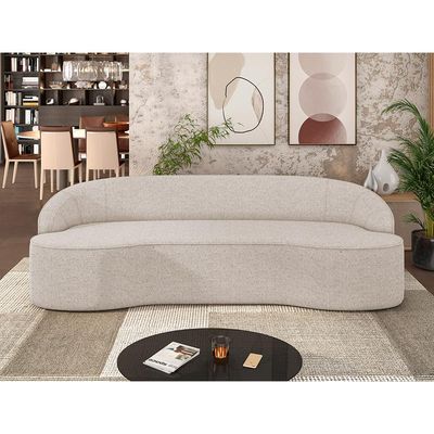 Sofá 4 Lugares Curvo Sala de Estar Living Lótus D02 Linho Bege 260 cm D-463 - Lyam Decor