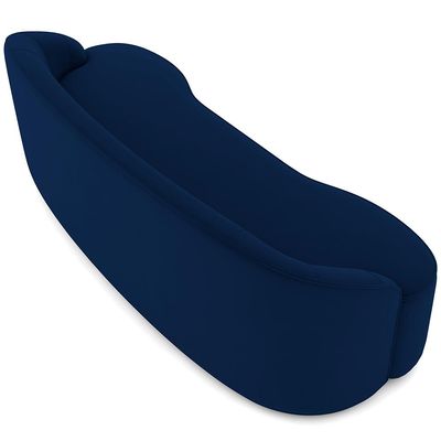 Sofá 4 Lugares Curvo Sala de Estar Living Lótus D02 Veludo Azul Marinho 230 cm C-304 - Lyam Decor