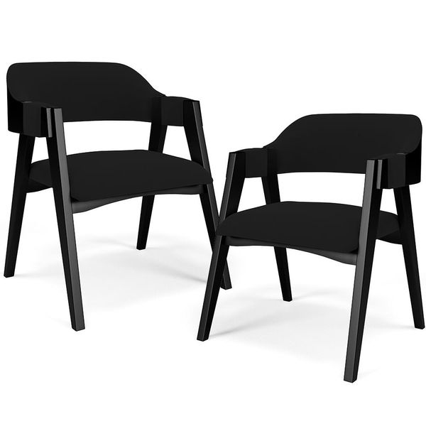 Kit 2 Cadeiras Sala de Jantar Estar Living Estofada Suran L02 Preto Suede Preto - Lyam Decor