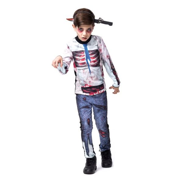 Fantasia De Zumbi Infantil Walking Dead Halloween Festas M / Branco