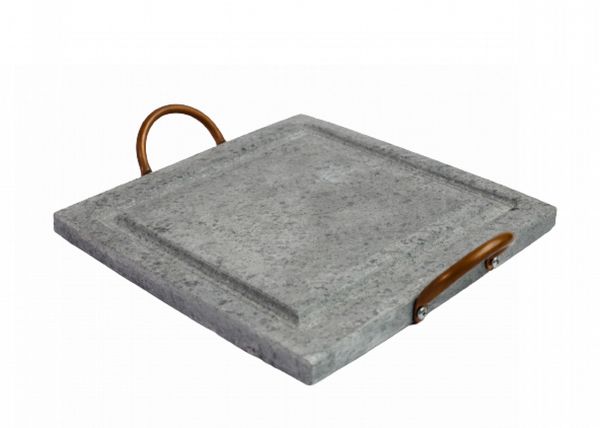 Grelha Para Carnes Servir Porção em Pedra Sabão P 20x20cm