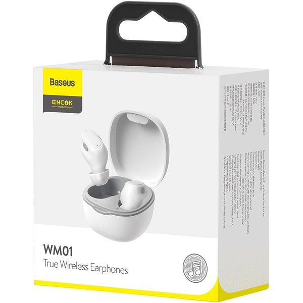 Fone de Ouvido Sem Fio Baseus Bowie WM01 V5.3 (Branco)