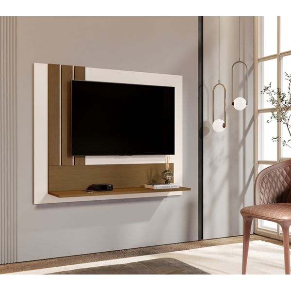 Painel para tv até 43P Oliveira cor Off white / Nature - Comprar Moveis em casa