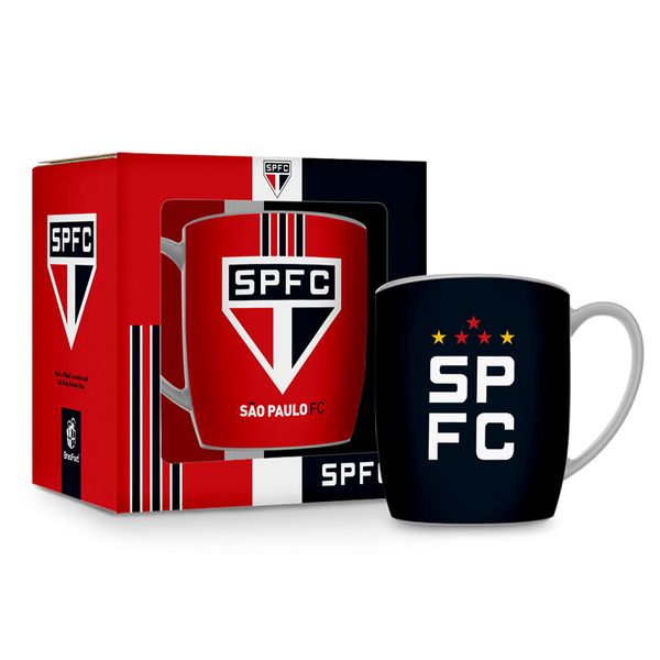 Caneca Porcelana Premium BrasFoot Sao Paulo 300ML Urban Licenciada Branco
