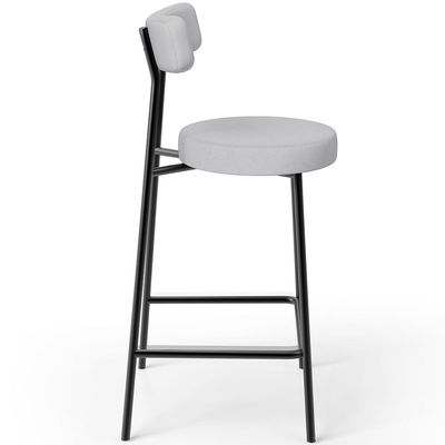 Banqueta Baixa Para Cozinha Sala De Jantar Bar Bancada Milão L02 Linho Cinza - Lyam Decor