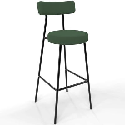 Kit 03 Banquetas Baixa Bar Cozinha Sala De Jantar Milão L02 Suede Verde Musgo - Lyam Decor