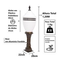 Poste Belmonte Colonial Jardim Praça Alumínio Fundido 120cm