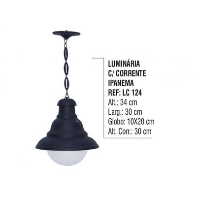 Luminária Externa e Interna Ipanema com Corrente em Alumínio