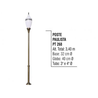 Poste Colonial Paulista para Jardim de Alumínio 3,40m