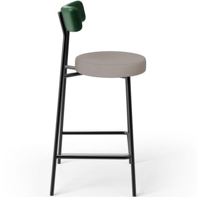 Banqueta Baixa Cozinha Sala Jantar Bancada Milão L02 Facto Verde Musgo Linho Bege - Lyam Decor