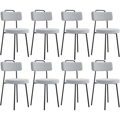 Kit 08 Cadeiras Decorativas Estofada Para Sala De Jantar Barcelona L02 Bouclê Cinza - Lyam Decor