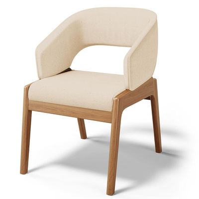 Kit 04 Cadeiras de Jantar e Estar Living Estofada Lince L02 Linho Bege Escuro - Lyam Decor