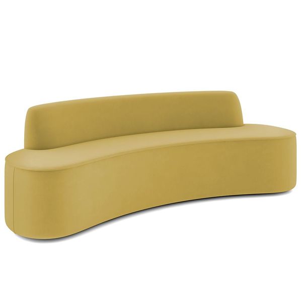 Sofá 4 Lugares Curvo Sala de Estar Living Cancún D02 Veludo Mostarda 230 cm C-279 - Lyam Decor Sofá 4 Lugares Curvo Sala de Estar Living Cancún D02 Veludo Mostarda 230 cm C-279 - Lyam Decor