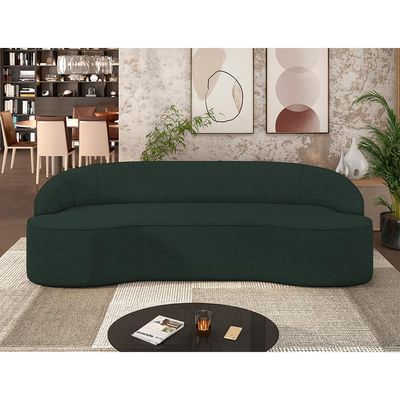 Sofá 4 Lugares Curvo Sala de Estar Living Lótus D02 Linho Verde Musgo 230 cm C-117 - Lyam Decor