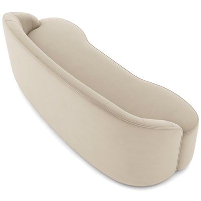Sofá 4 Lugares Curvo Sala de Estar Living Lótus D02 Veludo Bege 260 cm C-309 - Lyam Decor