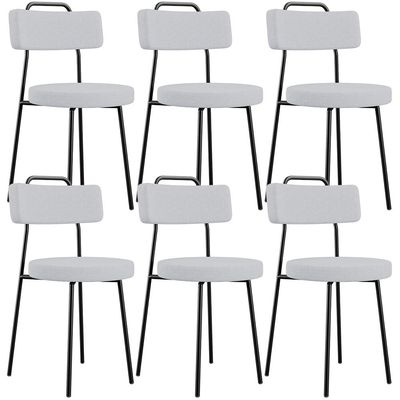 Kit 06 Cadeiras Decorativas Estofada Para Sala De Jantar Barcelona L02 Linho Cinza - Lyam Decor