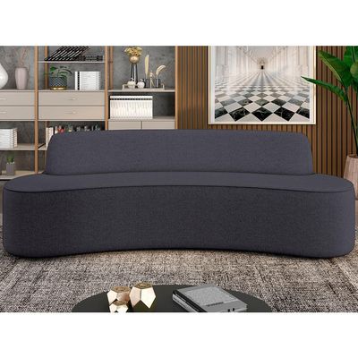 Sofá 3 Lugares Curvo Sala de Estar Living Cancún D02 Linho Chumbo 210 cm D-465 - Lyam Decor