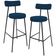 Kit 02 Banquetas Baixa Bar Cozinha Sala De Jantar Em Aço Milão L02 Suede Azul Marinho - Lyam Decor