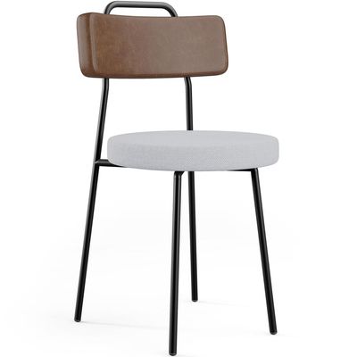 Kit 06 Cadeiras Estofada Para Sala De Jantar Barcelona L02 Couríssimo Marrom Linho Cinza - Lyam