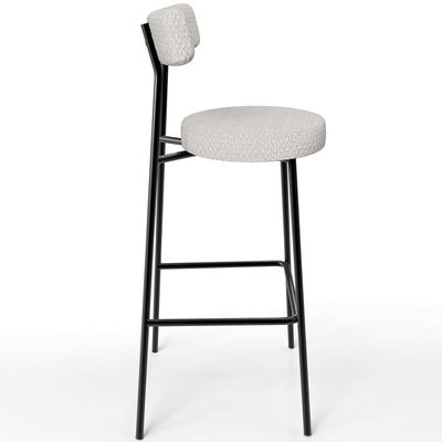 Banqueta Alta Bar Cozinha Sala De Jantar Estrutura Em Aço Milão L02 Bouclê Cru - Lyam Decor