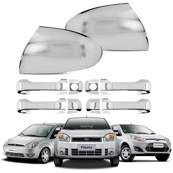 Kit Aplique Cromado Capa Maçanetas Retrovisor Fiesta 2008 Kit Aplique Cromado Capa Maçanetas Retrovisor Fiesta 2008