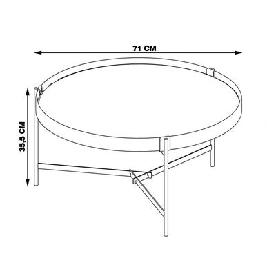 Mesa de Centro Nezuko 71cm Base Cobre Tampo Mármore Preto - Gran Belo