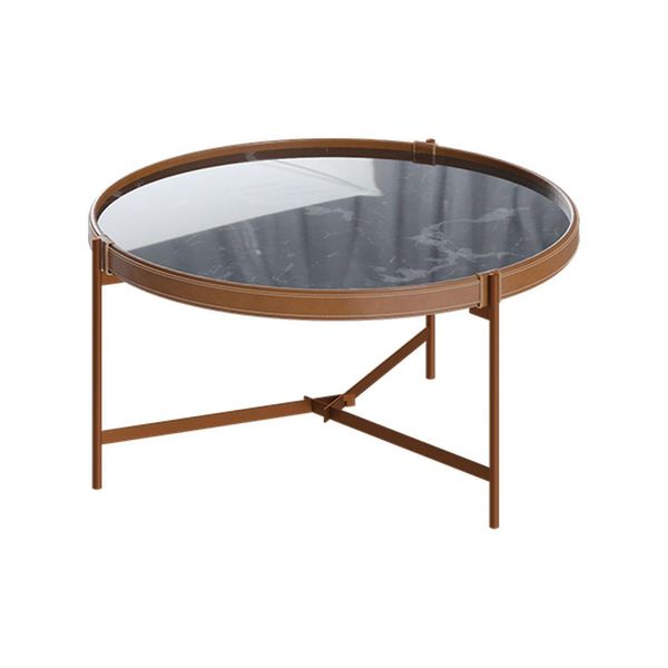 Mesa de Centro Nezuko 57cm Base Cobre Tampo Mármore Preto - Gran Belo