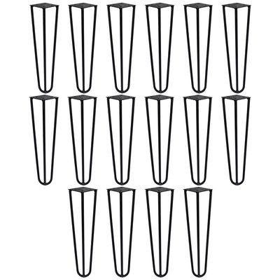 Kit 16 Pés de Metal 25 CM Hairpin Legs Mesas de Centro Puffs Preto G41