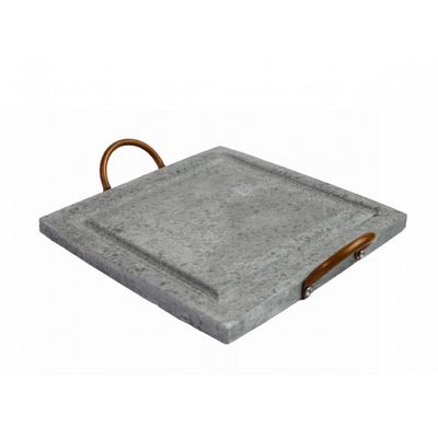 Grelha Para Carnes Servir Porção em Pedra Sabão G 25x25cm