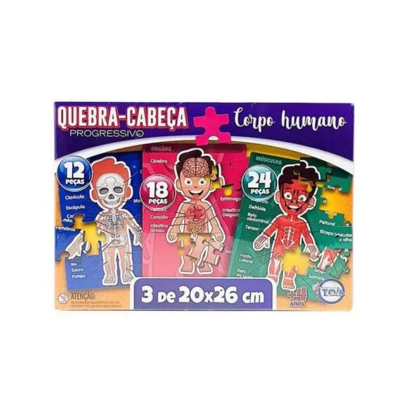 Quebra Cabeça Progressivo Corpo Humano Com 3 - Toia 12131 Quebra Cabeça Progressivo Corpo Humano Com 3 - Toia 12131