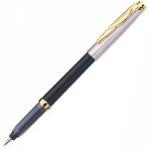 Caneta Tinteiro Pierre Cardin Ref:Pct-03bk Momento Half Preta/Prata