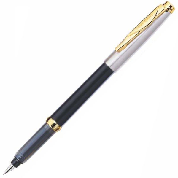 Caneta Tinteiro Pierre Cardin Ref:Pct-03bk Momento Half Preta/Prata