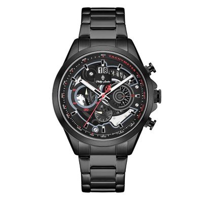 Relógio Phillip London Masculino Ref:Pl80388613m Pr N Cronógrafo Black