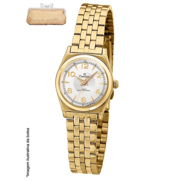 Relógio Champion Feminino Ref:Ch26211g Dourado Estojo Bolsa