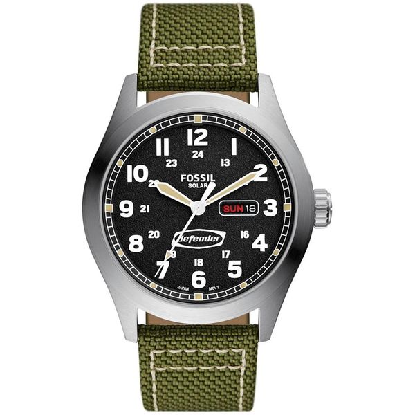 Relógio Fossil Masculino Ref:Fs5977/2kn Solar Militar Prateado