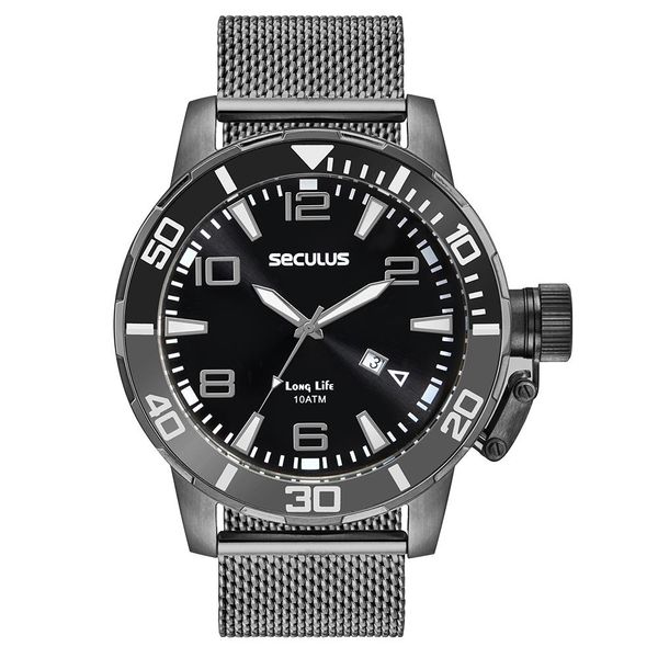 Relógio Seculus Masculino Ref:44158gpsvpa3 Casual Mesh Black