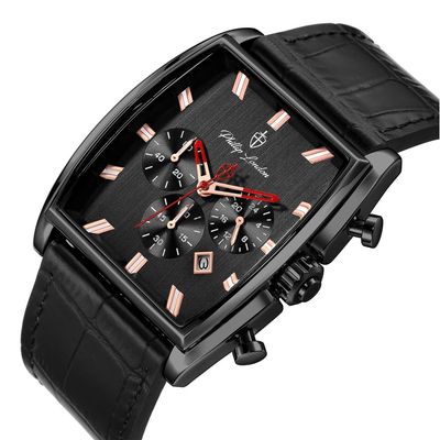 Relógio Phillip London Masculino Ref:Pl80347612g Pr N Cronógrafo Retangular Black