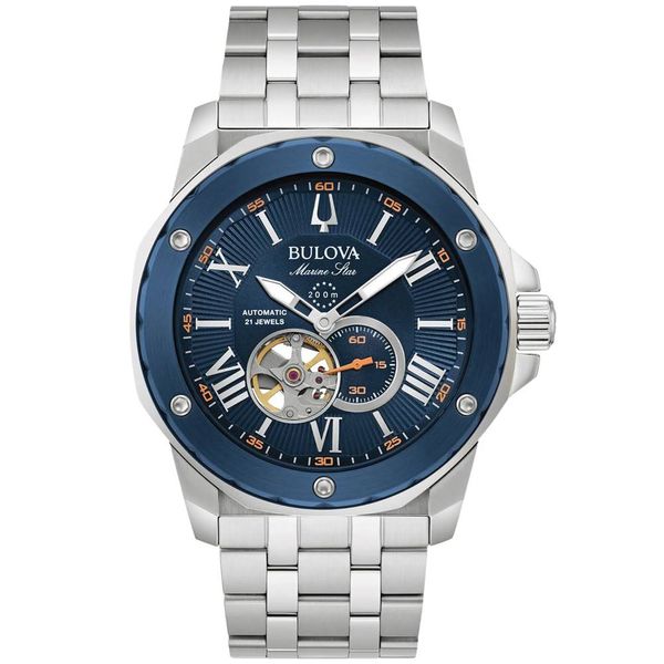 Relógio Bulova Masculino Ref:98a302 Automático Prateado Marine Star