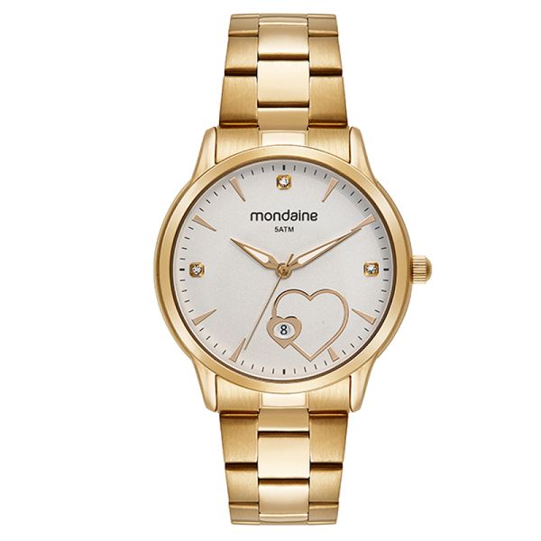 Relogio Mondaine Feminino Ref:32534lpmvde1 Coração Dourado
