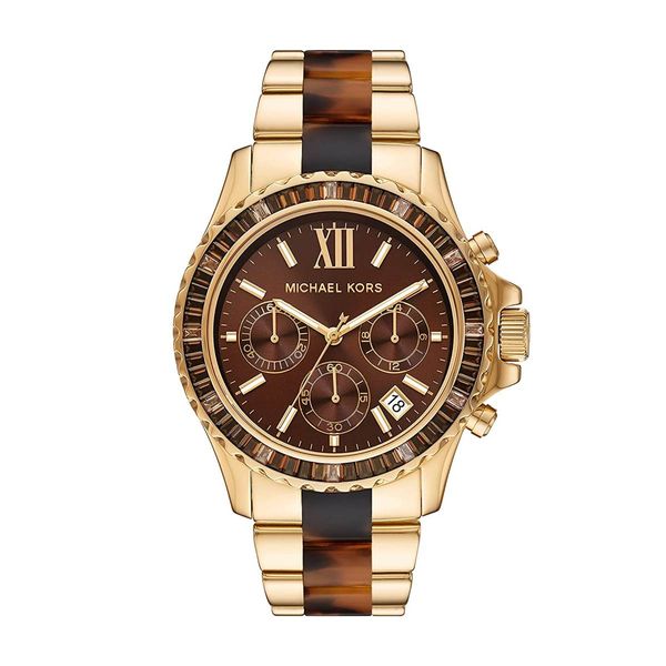 Relógio Michael Kors Feminino Ref:Mk6973/1mn Cronógrafo Dourado