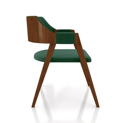 Cadeira Sala de Jantar e Jogos Carteados Madeira Maciça Poker Veludo Verde/Imbuia G42 - Gran Belo