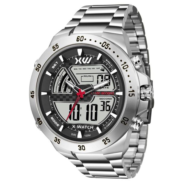 Relógio X-Watch Masculino Ref:Xmssa005w Bxsx Prateado Anadigi